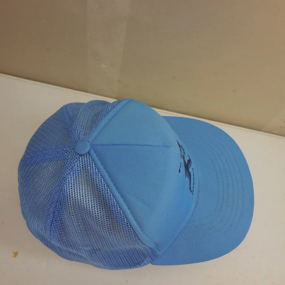 Vintage JanSport HP 84 LA Olympics Win With Teamwork‎ Trucker Hat Blue Snapback